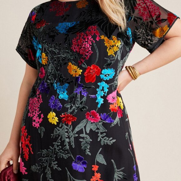 Maeve Black Mini Dress with Vibrant Floral Accents - Picture 11 of 14